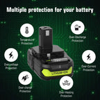 2 Pack 3.6Ah P102 P108 Lithium Replacement for Ryobi 18V Battery and P117 Charger Combo Compatible with Ryobi 18 Volt Battery P102 P103 P104 P105 P107 P108 P109 P189 Cordless Power Tools (Multi)