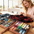 Cebelo Large Sewing Kit for Adults: 2-Year Supply for Home Mending (Brown)