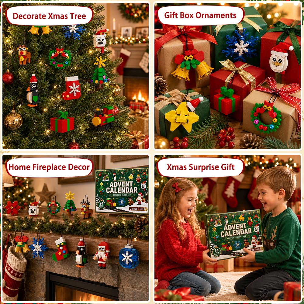 Celltestria Advent Calendar 2026 Christmas Building Ornament Toys for Kids