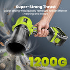 990,000 RPM Cordless Leaf Blower with 2 Batteries & Charger - Electric Handheld Blower, Lightweight, Double Run Time for Lawn, Yard, Patio, Garden Cleaning Green 1