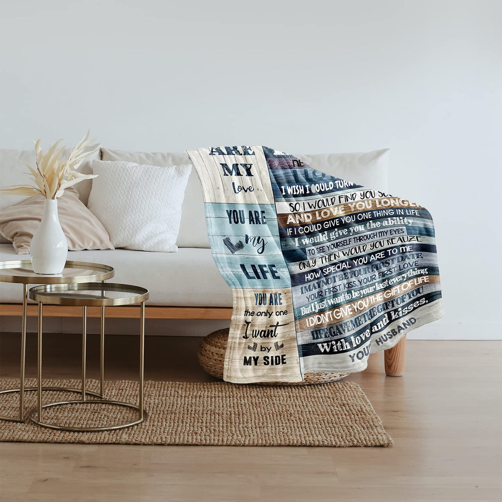 Anniversary Romantic Gift for Wife, Ultra-Soft Micro Fleece Sherpa Throw Blanket, Christmas Day Gifts for Her, Wife Birthday Gifts from Husband, for Bedding Sofa and Travel