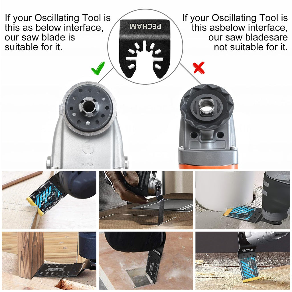 Oscillating Saw Blades, PECHAM 45PCS Professional Universal Titanium Multitool Blades for Wood Plastics Metal Quick Release Multi Tool Kits Fit Rockwell Ridgid Ryobi Milwaukee Chicago Craftsman