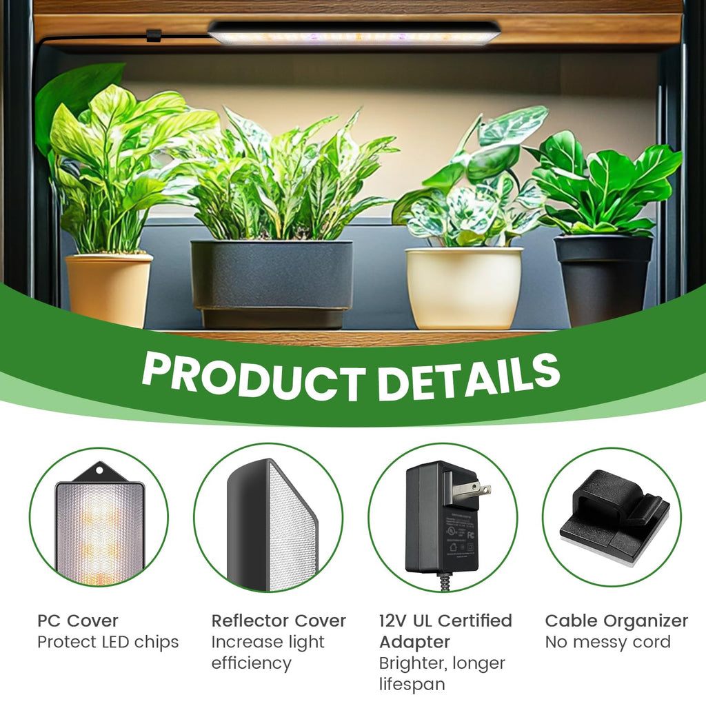 Wolezek 14in Grow Light Strip for Indoor Plants, Full Spectrum
