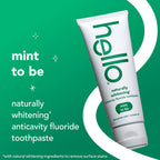 Hello Naturally Whitening Anticavity Fluoride Toothpaste, 5 Oz Tube, Natural Whitening Toothpaste with Coconut Oil, Whitens Naturally and Helps Remove Surface Stains, SLS Free, Vegan, Mint, 3 Pack