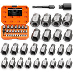 XEWEA Upgrade Screw Extractor Set, 27 PCS 3/8" Inch Drive Easy Out Bolt Extractor Set, Multi-Spline, for Removing Broken Studs, Bolts, Screws - More Convenient