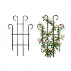 2 Pack 31 Inch Black Coated Wave Pot Metal Trellis Panel,Plant Stakes for Climbing Plants Outdoor Roses Vines Flower Vegetable Supports