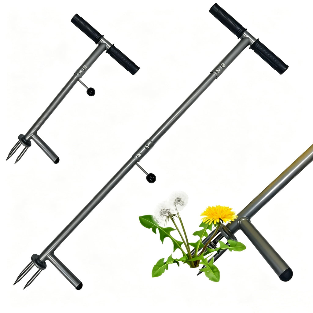 OUTUQ Stand-Up Weed Puller Tool - Stainless Steel with Ergonomic Handle & Foot Pedal