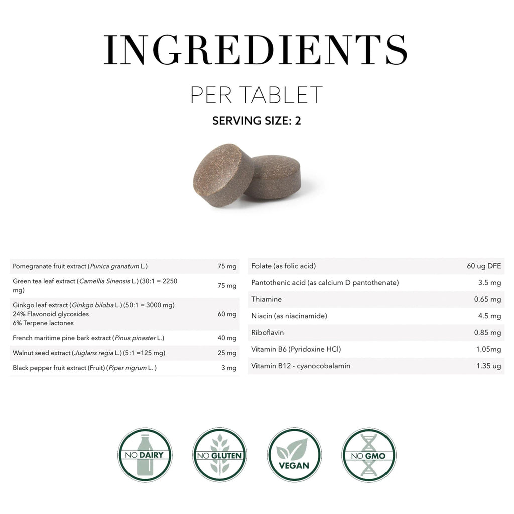 New Nordic Clear Brain Tablets, Supports Normal Cognitive Health and Memory, with Green Tea and Walnut, Swedish Made, 60 Count (Pack of 1)