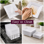 [60 PCS] Square Plastic Plates for Party | White Disposable Plastic Plates