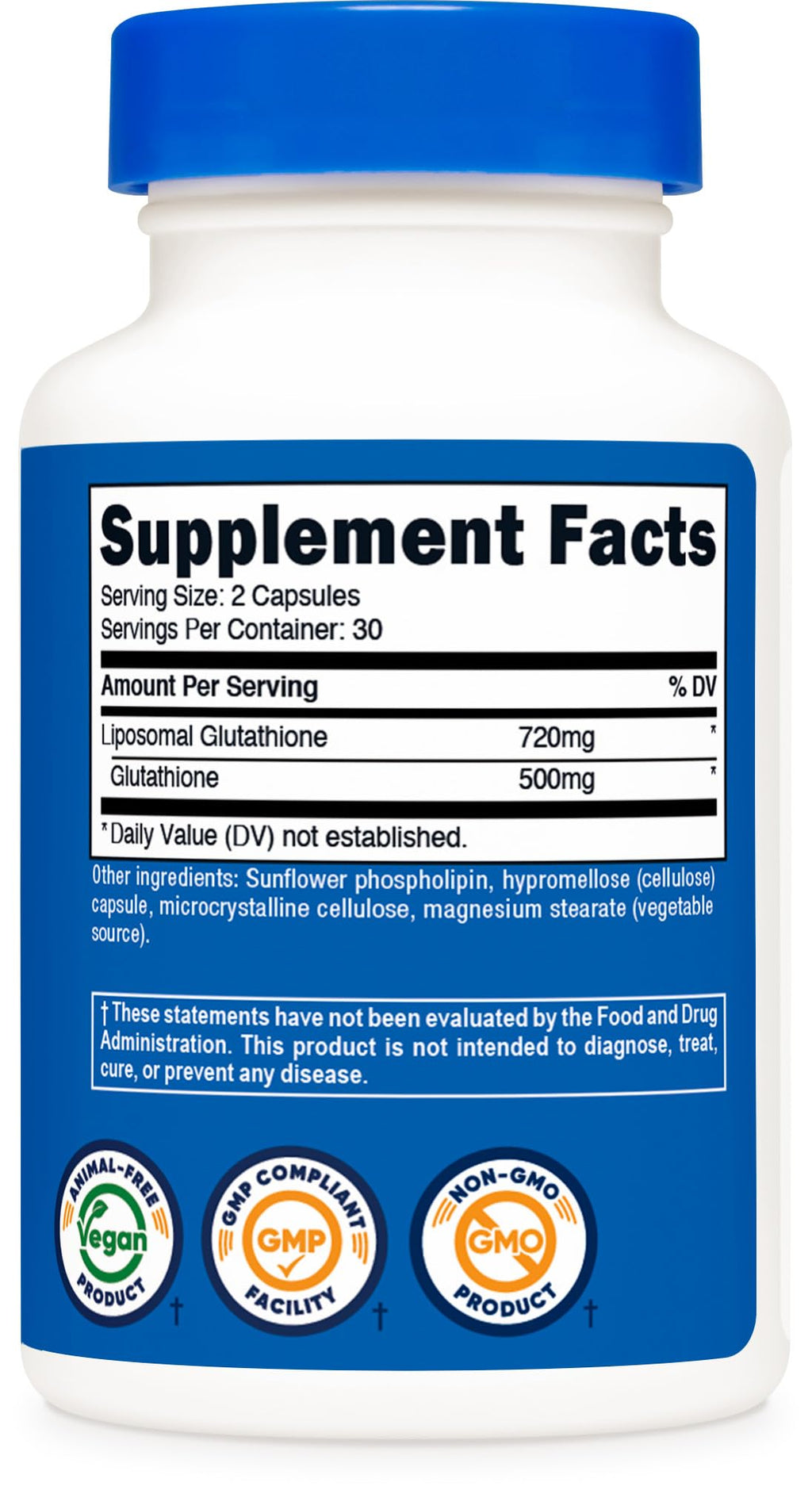Nutricost Liposomal Glutathione Supplement 60 Capsules, 720 mg Per Serving - Vegan, GMO-Free, 30 Servings