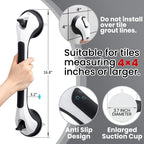 TAILI Shower Grab Bar 2 Pack Suction Grab Bars for Bathtubs and Showers, Heavy Duty Shower Handle Removable Shower Handrails for Seniors and Elderly, Bathroom Safety Grip No Drilling Waterproof, Black