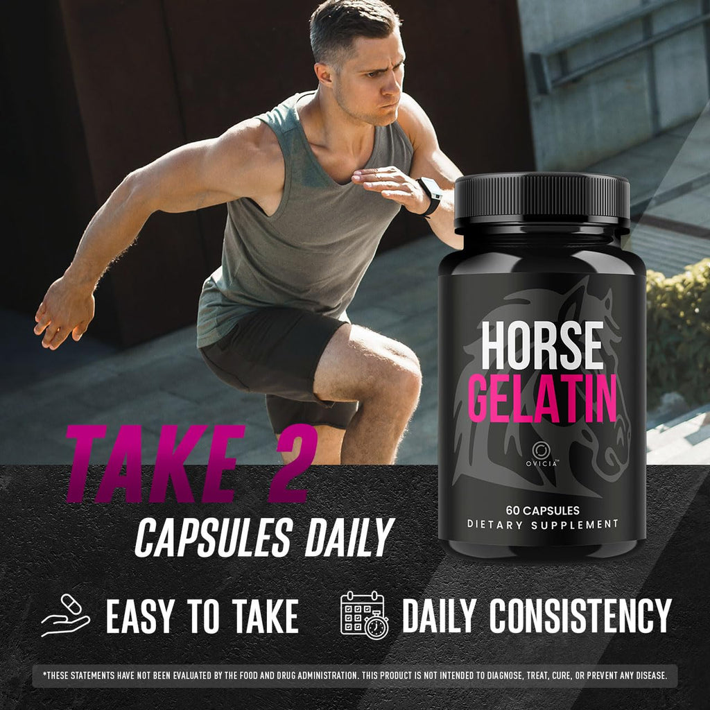(5 Pack) Horse Gelatin Capsules - Official HorseGelatin Pill Advanced Premium Formula Support Maximum Strength, All Natural Ingredients Vitamin For Overall Health & Wellness, 300 Capsules For 5 Months