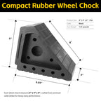 MaxxHaul Solid Rubber Wheel Chock 2-Pack | 8" x 4" x 6" Heavy-Duty Tire Stop | Non-Slip Traction Pads | Built-in Handle | All-Weather Vehicle Safety Block | Black | (70472)