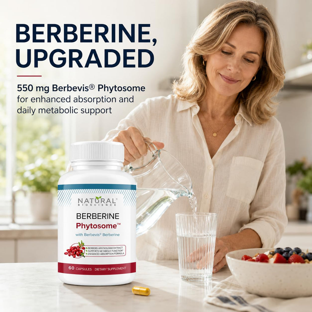 Berberine Phytosome Complex with Berbevis, 550mg Enhanced Absorption Berberine Supplement for Metabolic Support & Heart Health, Highly Bioavailable, Gluten-Free, Non-GMO, 60 Capsules