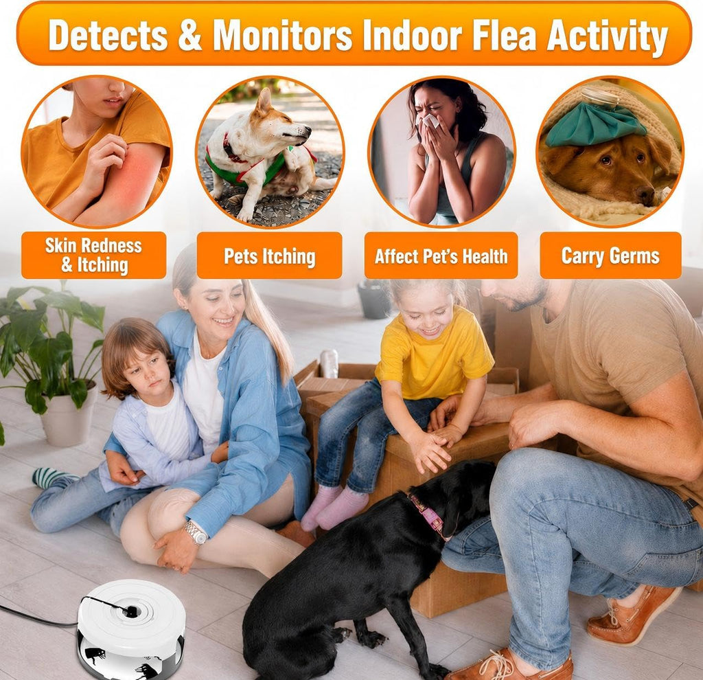 2 Pack Flea Traps for Inside Your Home, Indoor Flea Traps with 8 Sticky Pads, Flea Monitoring Trap for Home, Sticky Insect Catcher for Fleas, Moths & Gnats