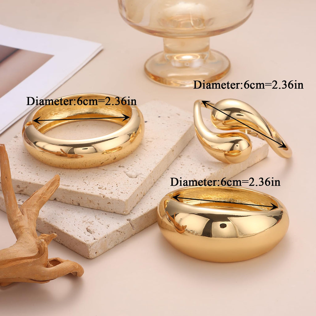 SAMOCO 3Pcs Chunky Gold Bangle Bracelets for Women