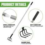 BARAYSTUS Long Hand Cultivator, Carbon Steel & Stainless Steel Tiller Cultivator, Garden Cultivator with Telescopic Handle and Soft Handle Cover, Hand Tiller for Digging Loosening Weeding