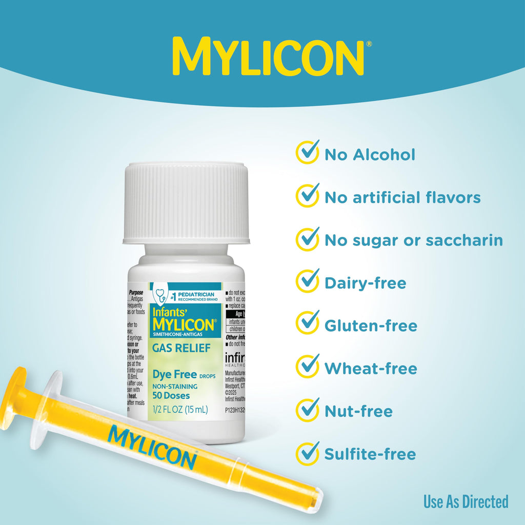 MYLICON Infants Gas Relief Drops for Infants and Babies, Dye Free Formula, 1 Fluid Ounce (Pack of 2)
