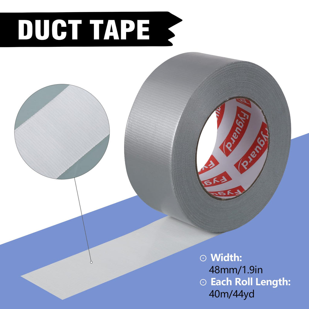 Fyguard 3 Pack Silver Duct Tape 1.89In × 132Yd Total Heavy Duty Waterproof Tape, 8.26Mil Adhesive Repair Duct Tape for Indoor Outdoor Repair Fixation Reinforcement