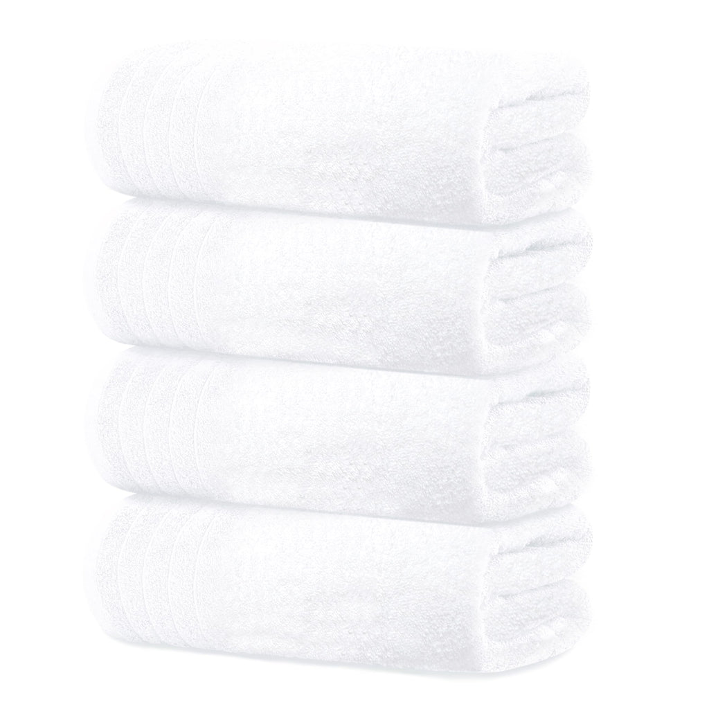 Tens Towels 4 Piece Extra Large Bath Towels 30 x 60 Inches, White