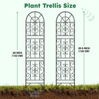 Shomextol 2 Pcs 60" H X 11.8" W Trellis for Climbing Plants Outdoor, Small Metal Garden Trellis for Outside, Sturdy Support Garden Plant Trellis Arch for Rose Cucumber Flower Vine Decor