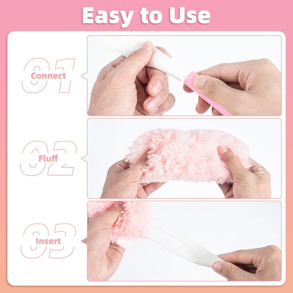 Nicemiya 30 Count Pink Duster Refills Compatible with Swiffer Handle, 360° Multi-Surface Duster Refills with 1 Handle, 5X Microfibers Disposable Dusters for Home, Office Cleaning