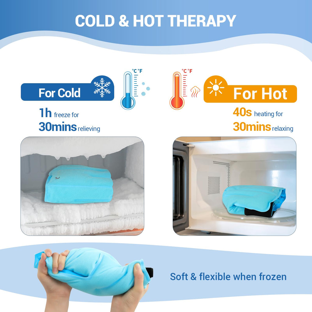 Comfytemp Ankle Foot Ice Pack Wrap for Plantar Fasciitis Relief, Ankles Brace for Sprain, Heel Spur, Swelling, Achilles Tendonitis, Cold Bag for Injuries Reusable, Hot Cold Compress, 1 Pack (Blue)