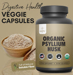 Organic Psyllium Husk Capsules 750 mg, Natural Fiber Supplement for Gut Health* - Alternative to Psyllium Husk Powder, Zealthy Life, 250 Capsules