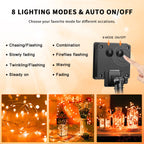 JMEXSUSS 4 Pack Solar Halloween Lights, Total 400 LED 132 FT Orange Solar Lights Outdoor Waterproof, 8 Modes Copper Wire Solar Fairy String Lights for Garden Yard Tree Halloween Decor