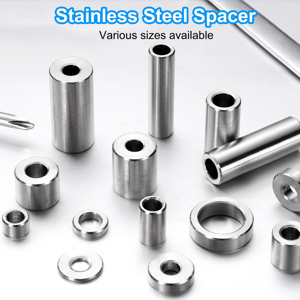 uxcell 5 Pcs Stainless Steel Spacer 5/16" Bore x 1/2" OD x 2" Length Screw Bushing Plain Finish Round Metal Spacer for 5/16" Screws Bolts and Rods