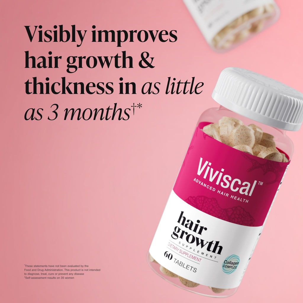 Viviscal Hair Growth Supplements for Women for Thicker, Fuller Hair, Nourishes Thinning & Loss, with Proprietary Collagen Complex, 60 Tablets, 1 Month Supply