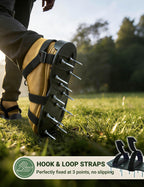 Lawn Aerator Shoes for Grass, Pre-Assembled Heavy Duty Aerator Lawn Tool with Hook and Loop Straps, One Size Fits All Spiked Shoes for Effectively Aerating Yard Garden Lawn Patio Soil, No Installation