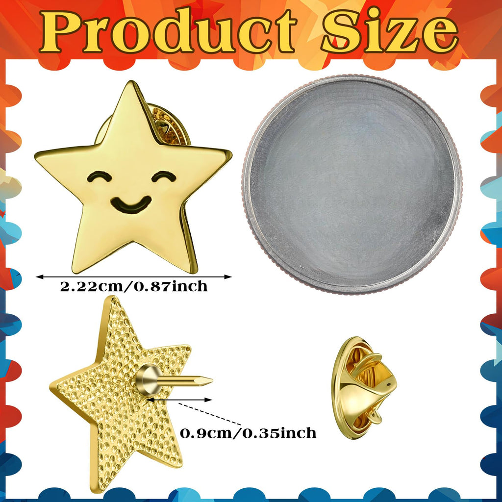 Lyrow 25/50/100/150/301 Pcs Gold Star Pins Bulk