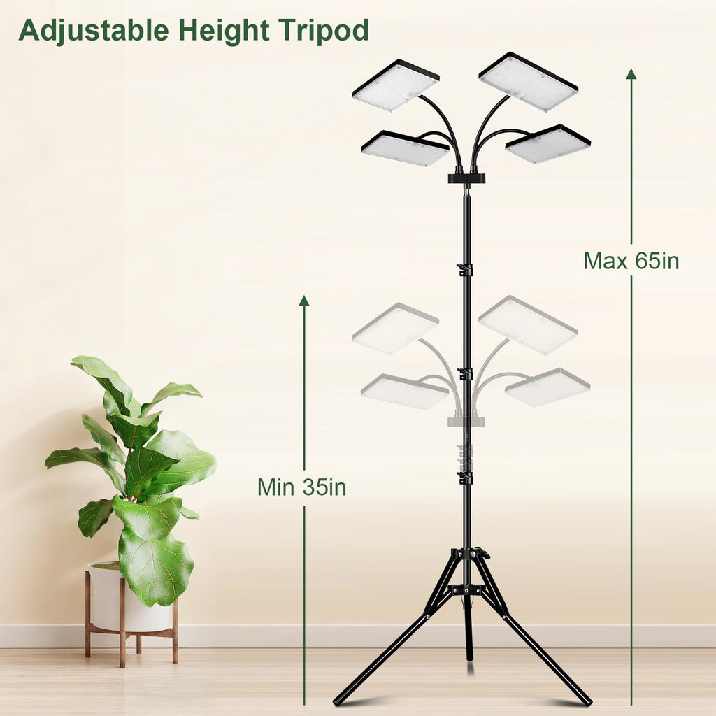 LBW Grow Lights for Indoor Plants, 4-Head Full Spectrum Plant Light