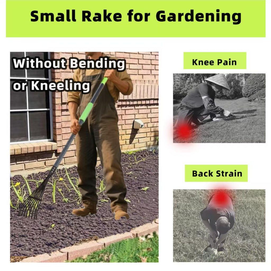 KLDOLLAR Garden Rake for Leaves, 48" Metal Leaf Rake with Soft Foam Grip