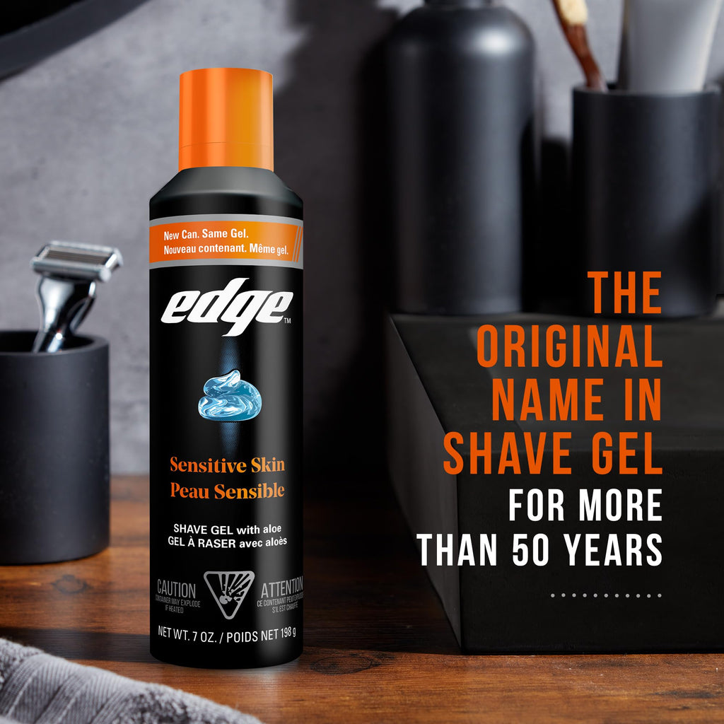 Edge Shaving Gel for Men, Sensitive Skin, 7 oz (6 Pack)