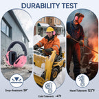 TICONN Noise Cancelling Ear Muffs for Adults, SNR 33dB Hearing Protection, Adjustable Safety Earmuffs for Construction (Soft Pink)
