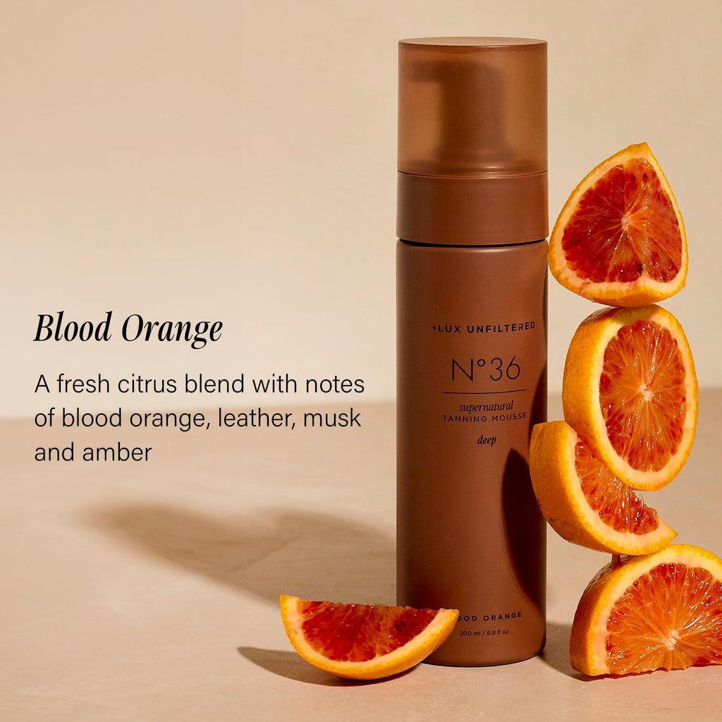 + Lux Unfiltered N°36 Deep Self Tanning Mousse - Self Tanner Mousse, Tanning Foam - Hydrating, Streak-Free, Natural-Looking Sunless Tanner - Vegan & Cruelty Free - Blood Orange