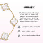 Electric Picks Icon Bracelet for Women, White Mother of Pearl Clover on 14k Gold Plated Chain Bracelet, Adjustable 6"–7.5", Stackable Everyday Jewelry, Minimalist White Bracelet Gift