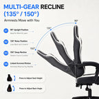 Kslysuty Desk Computer Gaming Chair - High Back Ergonomic Office Chair with Footrest and Lumbar Support, Swivel Comfy Home Gamer Video Game Chairs with Pocket Spring Cushion for Adults (White Leather)
