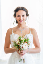 Paxuan Silver / Gold Rhinestone Crystal Wedding Bridal Bridesmaids Earrings Bracelet Set for Women Brides Bridesmaids Crystal Rhinestone Jewelry Set for Wedding Bridal Prom Pageant (Style2 - Necklace + Earrings + Bracelet(Silver Plated White Cubic Zirconi