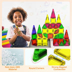 Anyeve Mini Magnetic Tiles, 46PCS Travel Magnetic Tiles with Case, STEM Educational Building Set Construction Toys for Kids Ages 3+, Portable Building Toys for Toddlers, Boys & Girls Birthday Gift
