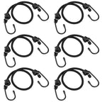 ZHOUBIN 18 inch Bungee Cords with Hooks - Black Bungee Cords 6 Pcs
