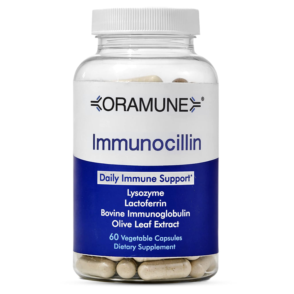 Oramune ImmunoCillin Immune Support Supplement with Lactoferrin, Lysozyme, Bovine Immunoglobulin & Olive Leaf Extract – Supports Immune Defense, Strengthens Cellular Function for Adults – 60 Capsules