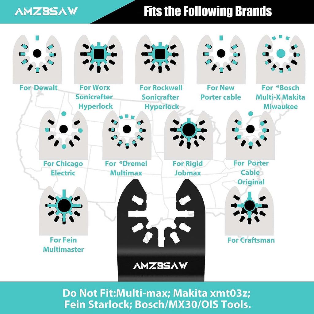 AMZBSAW 16 PCS Titanium Oscillating Saw Blades Metal Cutting, Multitool Blades for Soft Metal Nails Hard Material and Wood Plastic, Multi Tool Blades Kits Fit Dewalt Ryobi Bosch Milwaukee