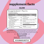 Lemme Glow Collagen Gummies for Thick Hair, Strong Nails & Healthy Skin with Multi-Collagen Peptides, Biotin, Trace Minerals, Zinc, Vitamins A, C & E, Dairy & Gluten Free, Peach Flavor, 60 ct.