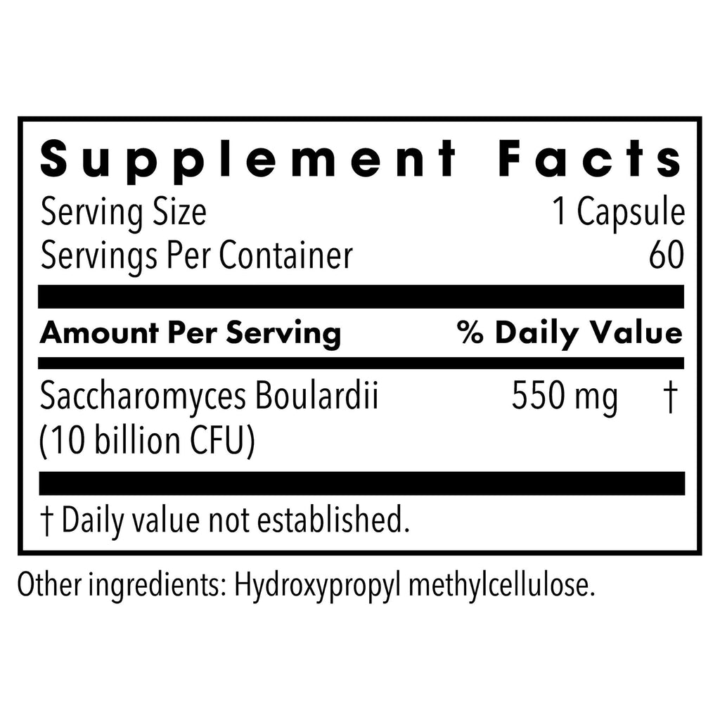 Metabolic Maintenance Saccharomyces Boulardii - Delivers 550 mg Non-Colonizing Yeast Providing 10 Billion CFUs - Supports Microbial Balance & Immune Function - 60 Servings - 60 Capsules