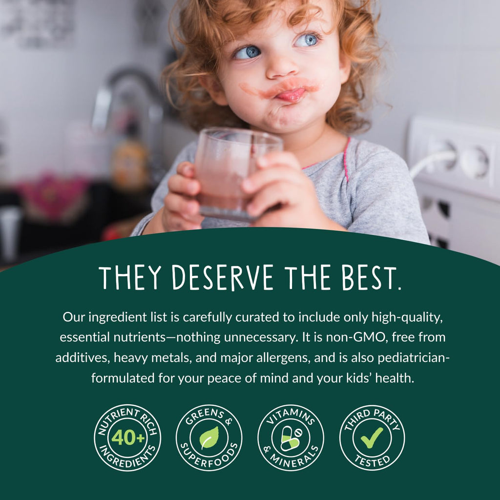 Beam Kids Multivitamin Powder – Kids Vitamins with Greens, Probiotic & Prebiotic, Immune Support for Children & Toddlers, No Artificial Sweeteners, for Picky Eaters, 20 Servings, Chocolate Flavor