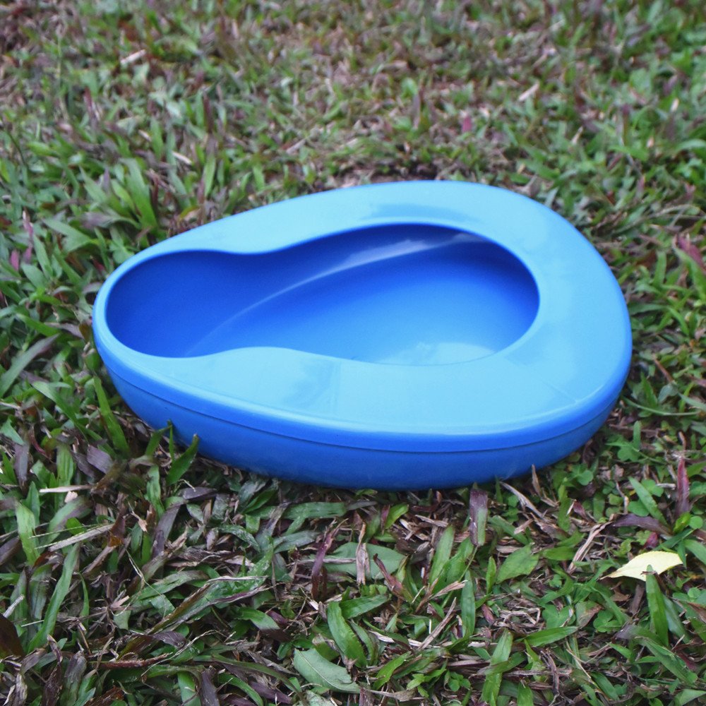 YUMSUM Firm Thick Stable PP Bedpan Heavy Duty Smooth Countoured for Bed-Bound Patient (Blue)