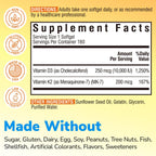 Vitalibre Vitamin D3 K2 Supplement, 10000 IU D3 / 200 mcg K2 MK7, Calcium Absorption, Bone, Heart, Immune & Mood Support, Enhanced Absorption, No Soy, Easy to Swallow, 180 Softgels